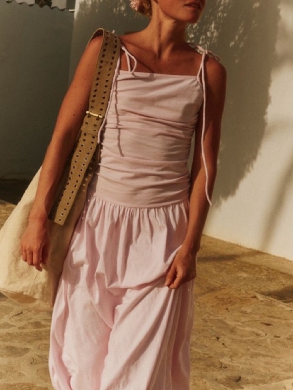 Free People Liza Drop-Waist Midi Dress NWOT “pink rose color”